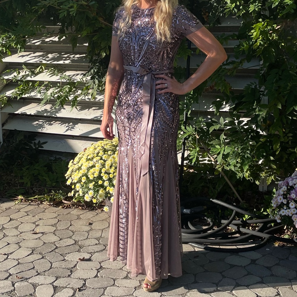 Short Sleeve Beaded Long Gown
